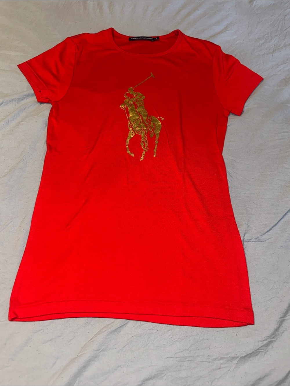 Polo by Ralph Lauren Red Short Sleeve Tee with Gold Pony Logo